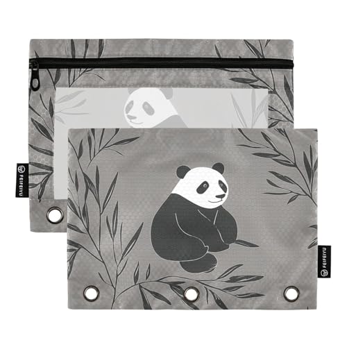 Fustylead Handgezeichnete Panda- und Blätter-Bleistifttaschen für 3-Ringordner, große Kapazität, Binder-Bleistifttasche mit transparentem Fenster, für Schule, Büro, Kosmetik, Kinderbedarf, 2 Stück Fustylead Handgezeichnete Panda- und Blätter-Bleistifttaschen für 3-Ringordner, große Kapazität, Binder-Bleistifttasche mit transparentem Fenster, für Schule, Büro, Kosmetik, Kinderbedarf, 2 Stück von Fustylead