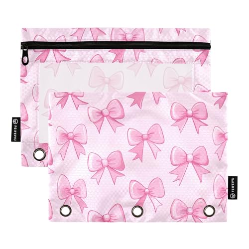 Fustylead Niedliche rosa Schleifen-Bleistifttasche für 3-Ringordner, große Kapazität, Binder-Bleistifttasche mit transparentem Fenster, für Schule, Büro, Kosmetik, Kinderbedarf, 2 Stück, rose Fustylead Niedliche rosa Schleifen-Bleistifttasche für 3-Ringordner, große Kapazität, Binder-Bleistifttasche mit transparentem Fenster, für Schule, Büro, Kosmetik, Kinderbedarf, 2 Stück, rose von Fustylead