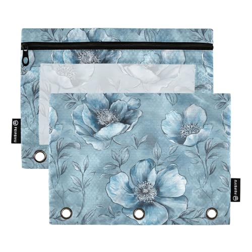 Fustylead Schöne blaue Mohnblumen, 2 Stück, Bleistiftbeutel für 3-Ringordner, große Kapazität, Binder-Bleistifttasche mit transparentem Fenster, für Schule, Büro, Kosmetik, Kinderbedarf, blau Fustylead Schöne blaue Mohnblumen, 2 Stück, Bleistiftbeutel für 3-Ringordner, große Kapazität, Binder-Bleistifttasche mit transparentem Fenster, für Schule, Büro, Kosmetik, Kinderbedarf, blau von Fustylead