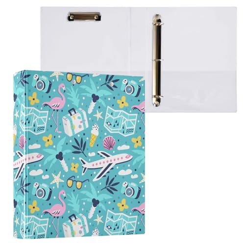 Reise- und Sommerurlaub, 3,8 cm, dekorativer D-Ringordner mit Klemmbrett und 3 transparenten Taschen, hält 200 Blatt A4-Papier, wasserdichte Ordner für Schule, Zuhause, Büro Reise- und Sommerurlaub, 3,8 cm, dekorativer D-Ringordner mit Klemmbrett und 3 transparenten Taschen, hält 200 Blatt A4-Papier, wasserdichte Ordner für Schule, Zuhause, Büro von Fustylead