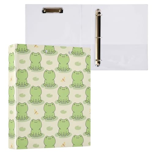 Süßer Frosch auf Seerosenblättern und Libelle, 3,8 cm, dekorativer D-Ringordner mit Klemmbrett und 3 transparenten Taschen, hält 200 Blatt A4-Papier, wasserdichte Ordner für Schule, Zuhause, Büro Süßer Frosch auf Seerosenblättern und Libelle, 3,8 cm, dekorativer D-Ringordner mit Klemmbrett und 3 transparenten Taschen, hält 200 Blatt A4-Papier, wasserdichte Ordner für Schule, Zuhause, Büro von Fustylead