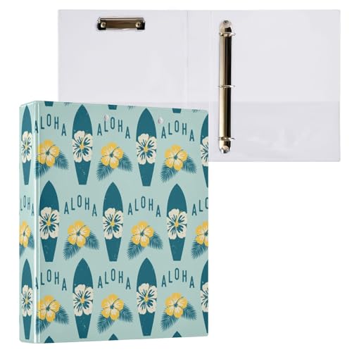 Surfbretter und Hibiskusblumen, 3,8 cm, dekorativer D-Ringordner mit Klemmbrett und 3 transparenten Taschen, hält 200 Blatt A4-Papier, wasserdichte Ordner für Schule, Zuhause, Büro Surfbretter und Hibiskusblumen, 3,8 cm, dekorativer D-Ringordner mit Klemmbrett und 3 transparenten Taschen, hält 200 Blatt A4-Papier, wasserdichte Ordner für Schule, Zuhause, Büro von Fustylead