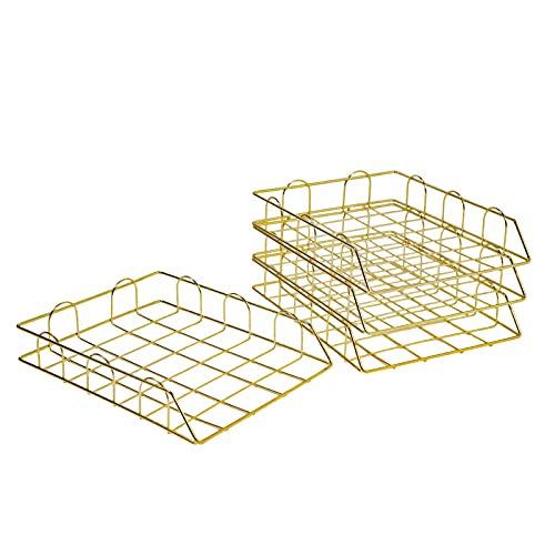 Futchoy 4 Stück Schreibtisch Ordner Organizer | Büro Gold Ablage Briefablage | Stapelbares Dokumentenablage | Papierablage aus Metalldraht Schreibtischablage | Gold Futchoy 4 Stück Schreibtisch Ordner Organizer | Büro Gold Ablage Briefablage | Stapelbares Dokumentenablage | Papierablage aus Metalldraht Schreibtischablage | Gold von Futchoy