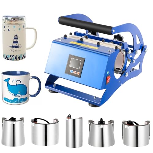 Tassenpresse Mug Sublimationspresse 600W - 200 ℃ Heisspresse Hitzepresse mit 6 Untersetzer Transferpresse Tassen Bedrucken Multifunktionale Sublimations-Drucker Becherdruckmaschine für Kaffeetasse von Futchoy