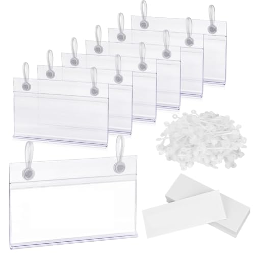Futihana 100 transparente Etikettenhalter für Drahtregal, Verkaufspreisetikett, Warenschilder, Displayhalter für Supermarktgeschäfte von Futihana