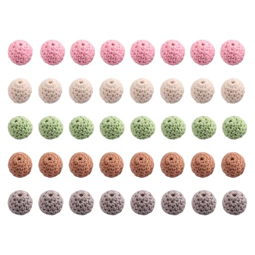 40-teiliges Häkel-Holzperlen-Set, 16 mm, bunte Bastelperlen für Schmuckherstellung, Halskette, Armband und handgefertigte Dekorationen, sichere Materialien für Erwachsene und Kinder, perfektes von FutrLiv