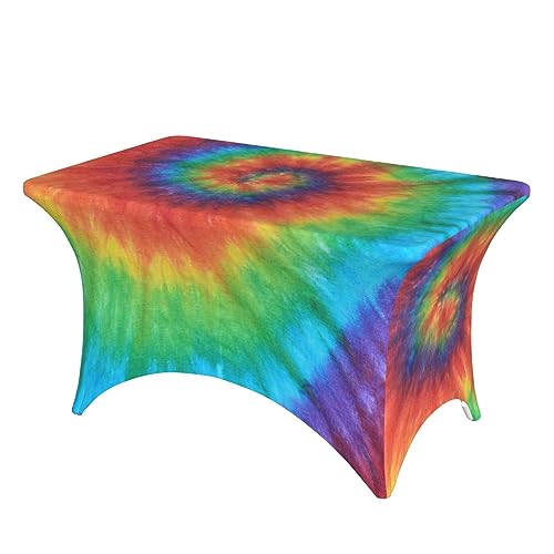 Rechteckige Tischdecke, Stretch-Spandex, Regenbogenfarben, bunter Tischschutz für Partys, Veranstaltungen, Bankett, Hochzeiten, Cocktails, 120 cm von Futterya