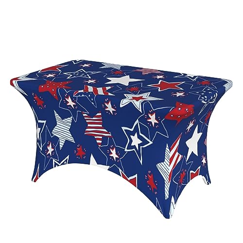 Rechteckige Tischdecke, Stretch-Spandex, patriotische amerikanische Sterne, 122 cm, Tischschutz für Partys, Veranstaltungen, Bankette, Hochzeiten, Cocktails von Futterya