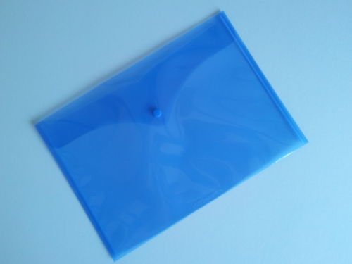 Dokumententasche, aus Kunststoff, mit Druckknopf-Verschluss, für DIN-A4-Dokumente, Blau, 1 Stück von Plastek