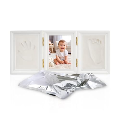 Baby Handabdruck und Fußabdruck Kit, Holz Baby Bilderrahmen Abdruckset, Weiß Baby Hand und Fuß Abdruck Bilder Set mit Rahmen, Baby Fussabdruck Fotorahmen Andenken Set für Neugeborene Baby Geschenk Baby Handabdruck und Fußabdruck Kit, Holz Baby Bilderrahmen Abdruckset, Weiß Baby Hand und Fuß Abdruck Bilder Set mit Rahmen, Baby Fussabdruck Fotorahmen Andenken Set für Neugeborene Baby Geschenk von Futuhada