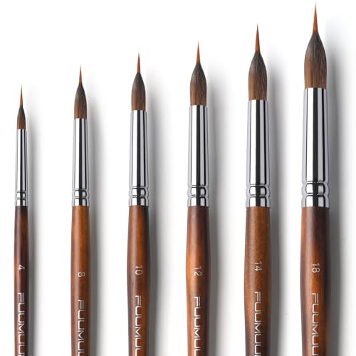 Fuumuui Linierer AquarellPinsel Professionell - 6 Stück Künstlerpinsel mit Farbspeicher und Bester Spitze für Aquarellmalerei, Flüssige Acrylfarben | Liner Pinsel, Spitz Pinsel Fuumuui Linierer AquarellPinsel Professionell - 6 Stück Künstlerpinsel mit Farbspeicher und Bester Spitze für Aquarellmalerei, Flüssige Acrylfarben | Liner Pinsel, Spitz Pinsel von Fuumuui