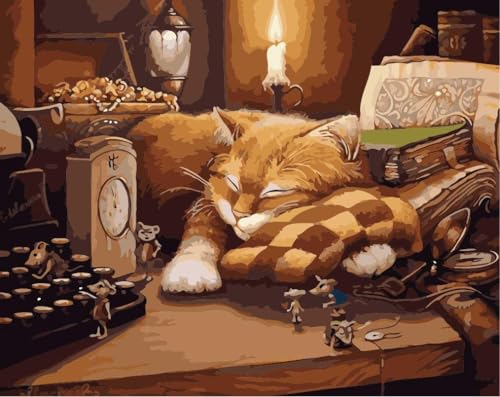 Fuumuui Malen Nach Zahlen Erwachsene und Kinder Anfänger Gemälde inklusive Pinsel und Acrylfarben 40 x 50 cm - Anime, Maus und schlafende Katze Fuumuui Malen Nach Zahlen Erwachsene und Kinder Anfänger Gemälde inklusive Pinsel und Acrylfarben 40 x 50 cm - Anime, Maus und schlafende Katze von Fuumuui