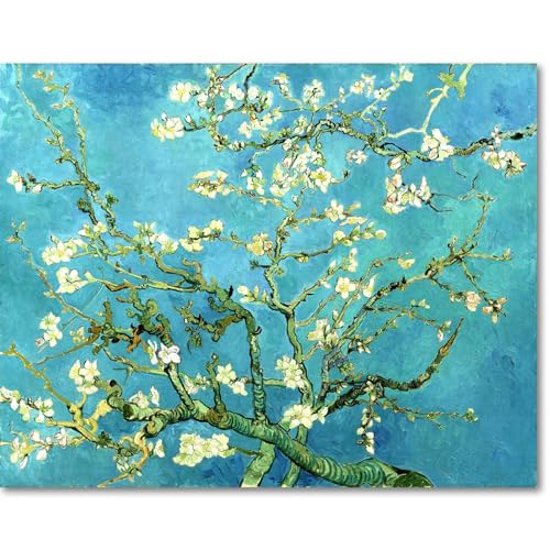Fuumuui Malen Nach Zahlen Erwachsene und Kinder Anfänger Gemälde inklusive Pinsel und Acrylfarben 40 x 50 cm - Blumen, Zweige eines Mandelbaums in der Blüte von Fuumuui