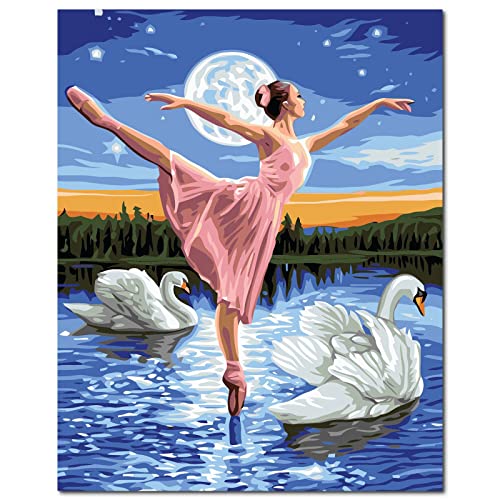Fuumuui Malen Nach Zahlen Erwachsene und Kinder Anfänger Gemälde inklusive Pinsel und Acrylfarben 40 x 50 cm - Frau, Schwäne und Ballett Fuumuui Malen Nach Zahlen Erwachsene und Kinder Anfänger Gemälde inklusive Pinsel und Acrylfarben 40 x 50 cm - Frau, Schwäne und Ballett von Fuumuui