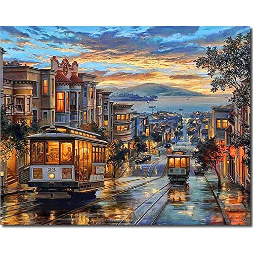 Fuumuui Malen Nach Zahlen Erwachsene und Kinder Anfänger Gemälde inklusive Pinsel und Acrylfarben 40 x 50 cm - Landschaft, Straßenbahn in der Straße Fuumuui Malen Nach Zahlen Erwachsene und Kinder Anfänger Gemälde inklusive Pinsel und Acrylfarben 40 x 50 cm - Landschaft, Straßenbahn in der Straße von Fuumuui