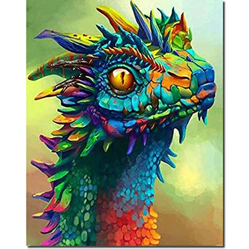 Fuumuui Malen Nach Zahlen Erwachsene und Kinder Anfänger Gemälde inklusive Pinsel und Acrylfarben 40 x 50 cm - Tiere, Drachen von Fuumuui