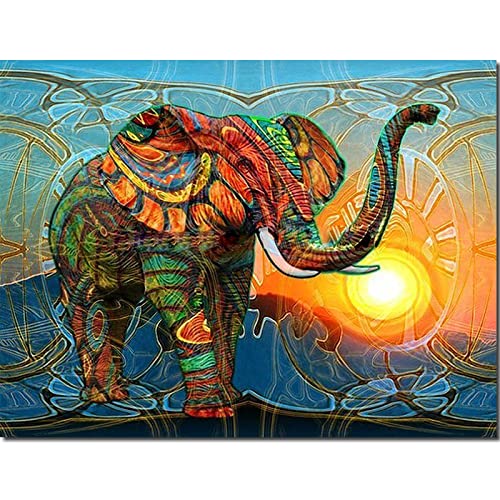 Fuumuui Malen Nach Zahlen Erwachsene und Kinder Anfänger Gemälde inklusive Pinsel und Acrylfarben 40 x 50 cm - Tiere, Elefant von Fuumuui