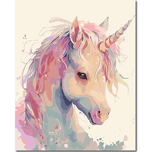 Fuumuui Malen Nach Zahlen Erwachsene und Kinder Anfänger Gemälde inklusive Pinsel und Acrylfarben 40 x 50 cm - Tiere, Rosa Einhorn Fuumuui Malen Nach Zahlen Erwachsene und Kinder Anfänger Gemälde inklusive Pinsel und Acrylfarben 40 x 50 cm - Tiere, Rosa Einhorn von Fuumuui