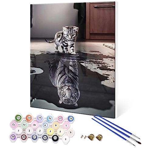 Fuumuui Malen Nach Zahlen Erwachsene und Kinder Anfänger Gemälde mit Rahmen inklusive Pinsel und Acrylfarben 40 x 50 cm - Tiere, Katze und Tiger Fuumuui Malen Nach Zahlen Erwachsene und Kinder Anfänger Gemälde mit Rahmen inklusive Pinsel und Acrylfarben 40 x 50 cm - Tiere, Katze und Tiger von Fuumuui