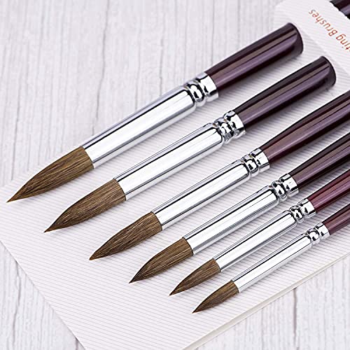 Sable Aquarell Pinsel - 6 Stück Rundes Pinsel-Set für Aquarell-Acrylfarbe,Gouacheöl,Tempera-Malerei, Gesichtskörperkunst, Basteln und Malen nach Anzahl Sable Aquarell Pinsel - 6 Stück Rundes Pinsel-Set für Aquarell-Acrylfarbe,Gouacheöl,Tempera-Malerei, Gesichtskörperkunst, Basteln und Malen nach Anzahl von Fuumuui