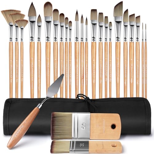 Pinselset Acrylfarben - 26 Stück Premium Synthetisches Künstlerpinselset mit Organisationstasche und Spachtel für Acryl, Aquarell, Öl,Gouache, Steinmalerei | kein Haarverlust | Acryl Pinsel, Öl Pinsel Pinselset Acrylfarben - 26 Stück Premium Synthetisches Künstlerpinselset mit Organisationstasche und Spachtel für Acryl, Aquarell, Öl,Gouache, Steinmalerei | kein Haarverlust | Acryl Pinsel, Öl Pinsel von Fuumuui
