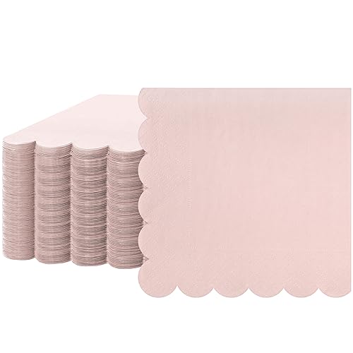 Fuutreo Cocktail-Servietten, gewellt, dickes Papier, Einweg-Servietten, Getränkepapier für Hochzeit, Abendessen, Geburtstag, 12,7 x 12,7 cm, Hellrosa, 100 Stück von Fuutreo