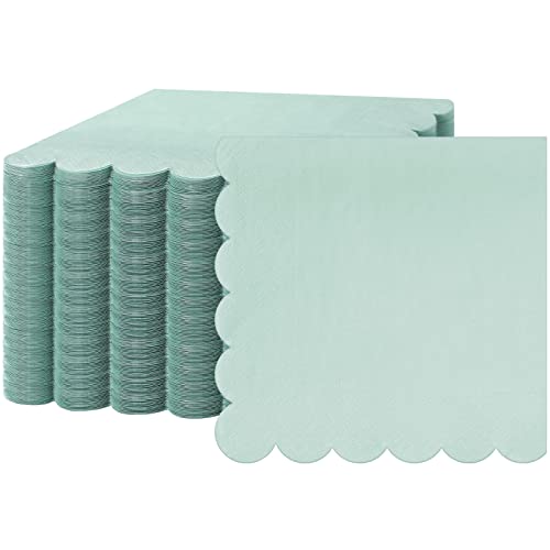 Cocktail-Servietten, gewellt, dicke Papierservietten, Einweg-Servietten, Party-Servietten, Getränkeservietten für Hochzeit, Abendessen, Geburtstag, 12,7 x 12,7 cm, Minzgrün, 100 Stück von Fuutreo