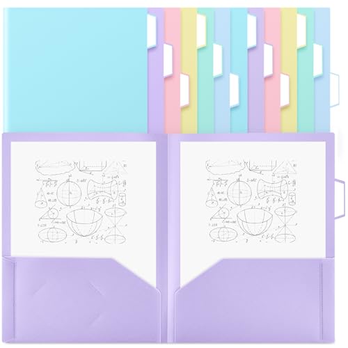Fuutreo 12 Stück Kunststoff-Pastell-Ordner mit 1/3-Zuschnitt-Tabs und 2 Taschen, 3 Zinken/3 Löcher, passend für Papierordner in Briefgröße, Registerkarten für Schule, Büro, Organizer, Zubehör (2 Fuutreo 12 Stück Kunststoff-Pastell-Ordner mit 1/3-Zuschnitt-Tabs und 2 Taschen, 3 Zinken/3 Löcher, passend für Papierordner in Briefgröße, Registerkarten für Schule, Büro, Organizer, Zubehör (2 von Fuutreo