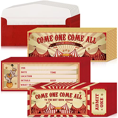 Fuutreo 50 Stück Zirkuseinladungen mit Umschlägen, Vintage-Cirkus-Party-Einladungen, Themen-Zirkusgeburtstagseinladungskarten, doppelseitig, Partyticket, Einladungskarten für Kinder, Fuutreo 50 Stück Zirkuseinladungen mit Umschlägen, Vintage-Cirkus-Party-Einladungen, Themen-Zirkusgeburtstagseinladungskarten, doppelseitig, Partyticket, Einladungskarten für Kinder, von Fuutreo