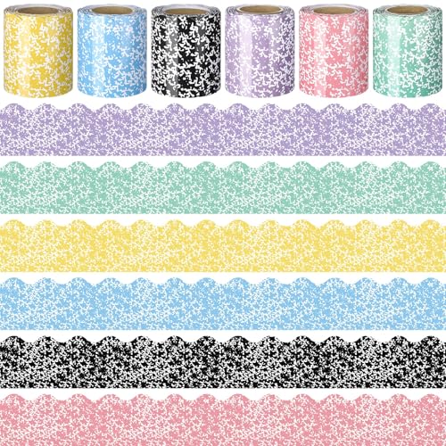 Fuutreo 6 Rollen 60 m bunte Pinnwand-Bordüre, Dekoration, gewellte Bordüre, Marmorabdeckung, Dekoration für Klassenzimmer, Schulanfang, Kreidetafel, Wand Fuutreo 6 Rollen 60 m bunte Pinnwand-Bordüre, Dekoration, gewellte Bordüre, Marmorabdeckung, Dekoration für Klassenzimmer, Schulanfang, Kreidetafel, Wand von Fuutreo