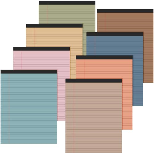 Fuutreo 8 Pcs 8.5'' x 11'' Colored Legal Pad Writing Pads Narrow Ruled 50 Sheets Per Notepad Perforated Writing Notepad Office Supplies for College Office Business (Advanced Grey) von Fuutreo