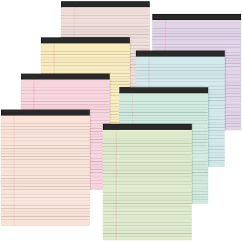 Fuutreo 8 Pcs 8.5'' x 11'' Colored Legal Pad Writing Pads Narrow Ruled 50 Sheets Per Notepad Perforated Writing Notepad Office Supplies for College Office Business (Macaron Color) von Fuutreo