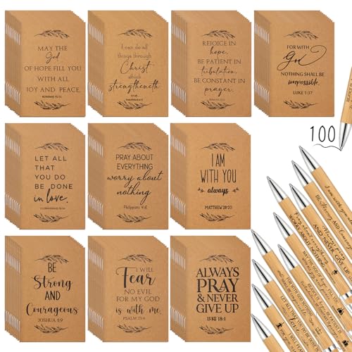Fuutreo Christliches Geschenk, Bibelvers, Gebetstagebuch, Bibelstifte, inspirierendes, religiöses Notizbuch, Mini-Notizblock für Kirche, Sonntag, Schule, Lehrer, Wertschätzung (klassischer Stil), 200 von Fuutreo