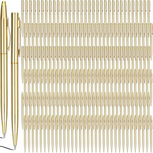 Fuutreo Goldfarbene Hochzeitsstifte, schmaler Kugelschreiber, einziehbarer Kugelschreiber mit schwarzer Tinte, Mini-konisch für Hochzeitsgeschenke, Gäste, Büro, Business, Lehrer, 1,0 mm, 200 Stück Fuutreo Goldfarbene Hochzeitsstifte, schmaler Kugelschreiber, einziehbarer Kugelschreiber mit schwarzer Tinte, Mini-konisch für Hochzeitsgeschenke, Gäste, Büro, Business, Lehrer, 1,0 mm, 200 Stück von Fuutreo