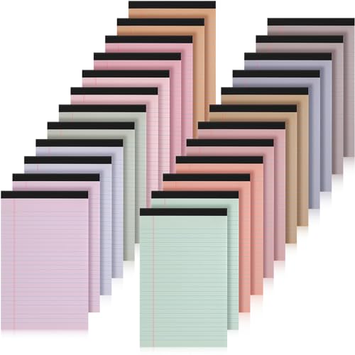 Fuutreo Notizblöcke, 12,7 x 20,3 cm, klein, schmal, liniert, mehrfarbig, liniert, für Schule, Uni, Bürobedarf, Arbeit, Pastellfarben, 24 Stück Fuutreo Notizblöcke, 12,7 x 20,3 cm, klein, schmal, liniert, mehrfarbig, liniert, für Schule, Uni, Bürobedarf, Arbeit, Pastellfarben, 24 Stück von Fuutreo