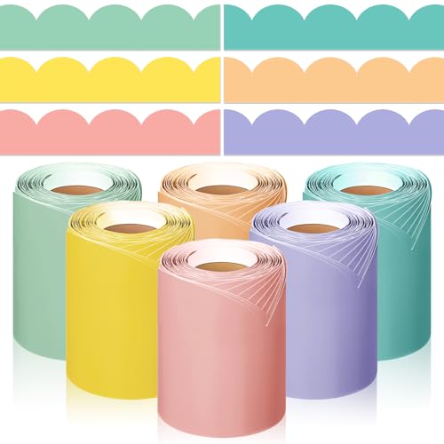 Fuutreo Pinnwand-Bordüre in Pastell-Regenbogenfarben, 60 m, bunt, gewellter Rand, für Schulanfang, Kreidetafel, Whiteboard, Zuhause, Wand, Büro, Dekoration, 6 Rollen Fuutreo Pinnwand-Bordüre in Pastell-Regenbogenfarben, 60 m, bunt, gewellter Rand, für Schulanfang, Kreidetafel, Whiteboard, Zuhause, Wand, Büro, Dekoration, 6 Rollen von Fuutreo