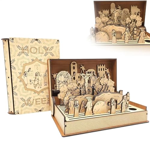 Fuuxtci Szene Set Set der Ostern, Familien der Familie Ostern Holy Week Geschenk, Osterdekor -Resurrection -Szene, handgefertigt 2025 Ostern Holy Week Book Playset, Ostertischdekorationen Fuuxtci Szene Set Set der Ostern, Familien der Familie Ostern Holy Week Geschenk, Osterdekor -Resurrection -Szene, handgefertigt 2025 Ostern Holy Week Book Playset, Ostertischdekorationen von Fuuxtci
