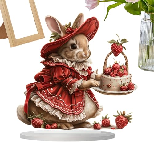 Osterhasen-Dekoration Aus Acryl, Hält Erdbeerkuchen, Süßer Hase Im Roten , 2D-Hasenstatue Aus Acryl, Tablett Mit Osterhasen-Dekoration, Wasserfeste Hasen-Dekoration, Hasen-Dekoration Im Bauernhaus Osterhasen-Dekoration Aus Acryl, Hält Erdbeerkuchen, Süßer Hase Im Roten , 2D-Hasenstatue Aus Acryl, Tablett Mit Osterhasen-Dekoration, Wasserfeste Hasen-Dekoration, Hasen-Dekoration Im Bauernhaus von Fuuxtci
