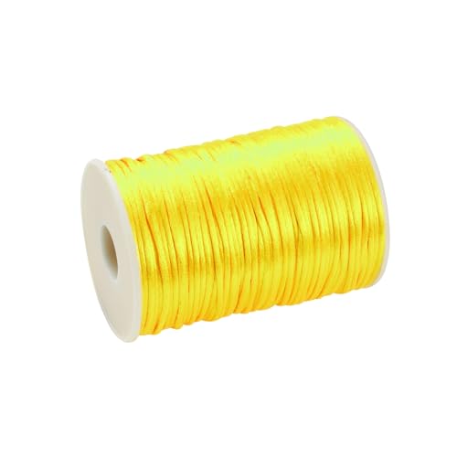 Polyester-Satinband, gelb, 2,5 mm, für handgewebte Quasten, Basteln, Knoten, Stricken, Halsketten, Armbänder, Perlen, Makramee, Schmuckherstellung, Nähen Polyester-Satinband, gelb, 2,5 mm, für handgewebte Quasten, Basteln, Knoten, Stricken, Halsketten, Armbänder, Perlen, Makramee, Schmuckherstellung, Nähen von Fuvarie