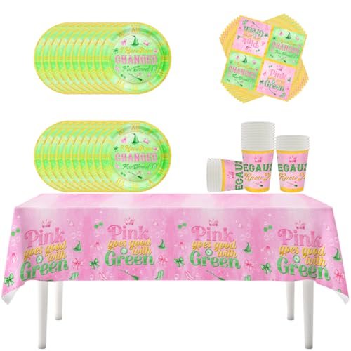 Fuwraixis 61 Stück rosa grünes Hexen Partygeschirr, Magie Thema Party Dekorationen, Kindergeburtstag Partyzubehör Set, Pappteller, Becher, Servietten und Tischtücher, Für 20 Personen Fuwraixis 61 Stück rosa grünes Hexen Partygeschirr, Magie Thema Party Dekorationen, Kindergeburtstag Partyzubehör Set, Pappteller, Becher, Servietten und Tischtücher, Für 20 Personen von Fuwraixis