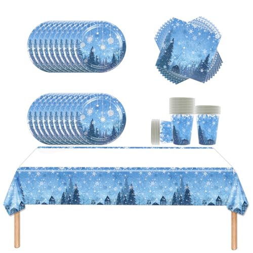 Fuwraixis Frozen Partygeschirr,Winter-Schneeflocken-Geschirrset,20 Servietten 20 Pappbecher 20 Pappteller 1 Tischtuch,Geburtstagsparty-Geschirr für Kinder und Erwachsene Fuwraixis Frozen Partygeschirr,Winter-Schneeflocken-Geschirrset,20 Servietten 20 Pappbecher 20 Pappteller 1 Tischtuch,Geburtstagsparty-Geschirr für Kinder und Erwachsene von Fuwraixis