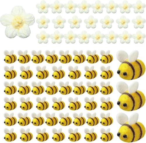 FuxFuis Deko Bienen Klein, 48 Stück Deko Biene mit 24 Stück Häkelblumen, DIY-Handwerk Kleine Filz Bienen Geburtstag Biene Dekoration für Schals, Kleidung, DIY Handwerk, Hut, Haarschmuck FuxFuis Deko Bienen Klein, 48 Stück Deko Biene mit 24 Stück Häkelblumen, DIY-Handwerk Kleine Filz Bienen Geburtstag Biene Dekoration für Schals, Kleidung, DIY Handwerk, Hut, Haarschmuck von FuxFuis