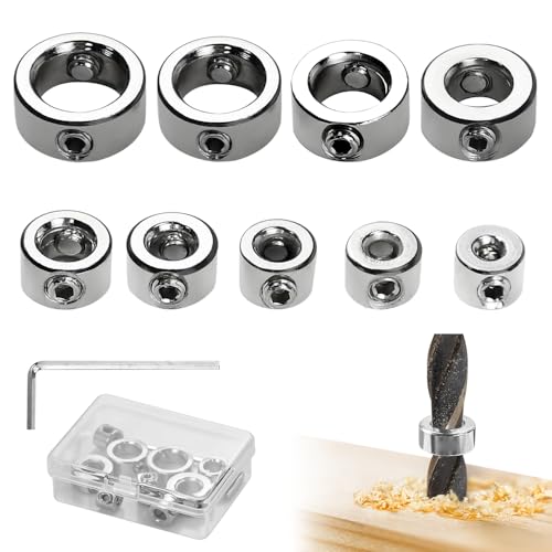 Tiefenanschlagringe Set, FuxFuis 9 Stück Bohrtiefenbegrenzer 3/4/5/6/7/8/9/10/12 mm Tiefenanschlag Stellring mit 1 Sechskantschlüssel 45 Stahl Stellungsregler Ring für Bohrer, Bohrtiefe Kontrolle Tiefenanschlagringe Set, FuxFuis 9 Stück Bohrtiefenbegrenzer 3/4/5/6/7/8/9/10/12 mm Tiefenanschlag Stellring mit 1 Sechskantschlüssel 45 Stahl Stellungsregler Ring für Bohrer, Bohrtiefe Kontrolle von FuxFuis