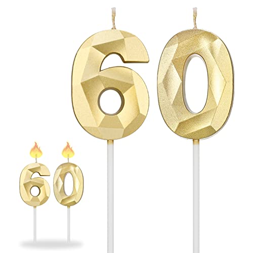 Fuyamp Kerzen zum 60. Geburtstag, Geburtstagskerzen, Kerze, Zahlen 60, Zahl 60, 3D Diamant, Digitalkerze, Dekoration für Kuchen, Topper, für Jahrestage, Zeremonien Fuyamp Kerzen zum 60. Geburtstag, Geburtstagskerzen, Kerze, Zahlen 60, Zahl 60, 3D Diamant, Digitalkerze, Dekoration für Kuchen, Topper, für Jahrestage, Zeremonien von Fuyamp
