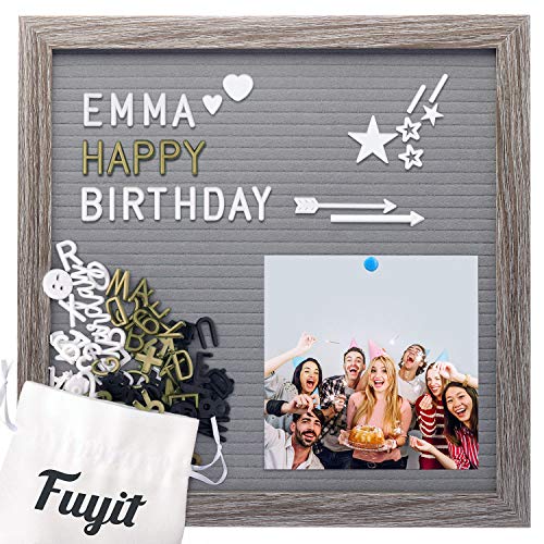 Fuyit Felt Letter Board Holz und Filz 12"x12",Grau Eva Veränderbar Buchstaben Board Retro Felt mit 600 Weiß&Gold&Schwarz Buchstaben&Zahlen und Emojis&Kursive Wörter,Ständer und Beutel Fuyit Felt Letter Board Holz und Filz 12"x12",Grau Eva Veränderbar Buchstaben Board Retro Felt mit 600 Weiß&Gold&Schwarz Buchstaben&Zahlen und Emojis&Kursive Wörter,Ständer und Beutel von Fuyit