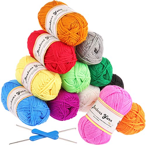 Häkelgarn 12x50g Wolle zum Stricken Fuyit acryl wolle Set Strickgarn Baumwolle für Häkeln und Kunsthandwerk - 12 Farben von Fuyit
