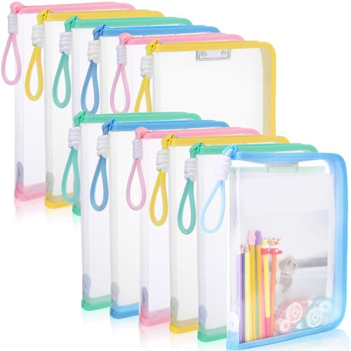 Fuyoooo 12 Stück Netz-Dokumententaschen mit Reißverschluss und Griff, A4, transparent, wasserdicht, Organizer, Ordnertaschen, Dokumententasche mit Klemme, Metallklammern, Schale für Papier, Portfolio Fuyoooo 12 Stück Netz-Dokumententaschen mit Reißverschluss und Griff, A4, transparent, wasserdicht, Organizer, Ordnertaschen, Dokumententasche mit Klemme, Metallklammern, Schale für Papier, Portfolio von Fuyoooo