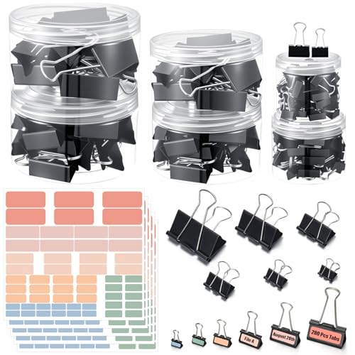 Fuyoooo 208 Stück Binder-Clips mit Index-Tabs, verschiedene Größen, einschließlich extra groß, mittel, klein, Mini und Micro, 6 Größen, Büroklammern mit Klebestreifen für Büro, Schule und Zuhause Fuyoooo 208 Stück Binder-Clips mit Index-Tabs, verschiedene Größen, einschließlich extra groß, mittel, klein, Mini und Micro, 6 Größen, Büroklammern mit Klebestreifen für Büro, Schule und Zuhause von Fuyoooo