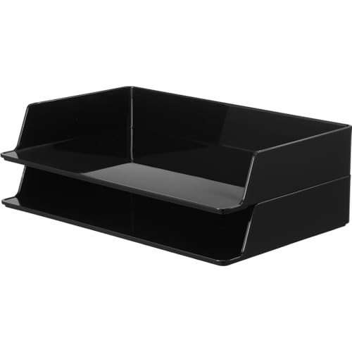 Fuyoooo Papier-Organizer für den Schreibtisch, stapelbar, Kunststoff, Büroorganisation und Aufbewahrung, 24 x 15 x 4 cm, stapelbar, rechteckig, Briefablage für Büro-Schreibtisch (Schwarz, 2 Stück) Fuyoooo Papier-Organizer für den Schreibtisch, stapelbar, Kunststoff, Büroorganisation und Aufbewahrung, 24 x 15 x 4 cm, stapelbar, rechteckig, Briefablage für Büro-Schreibtisch (Schwarz, 2 Stück) von Fuyoooo