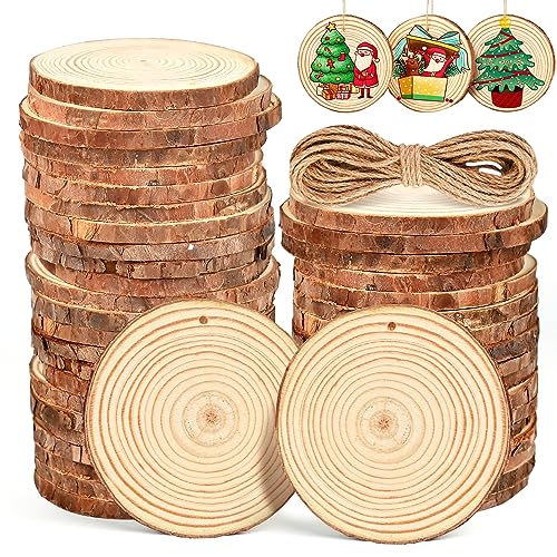 Fuyuleyo Holzscheiben, natürliche Holzscheiben, 50 Stück, 7–8 cm, unlackiertes Holz, Bastelset, vorgebohrte Holzscheiben, Kreise, Baumscheibe für Malerei, DIY, Kunst und Handwerk, Weihnachtsschmuck Fuyuleyo Holzscheiben, natürliche Holzscheiben, 50 Stück, 7–8 cm, unlackiertes Holz, Bastelset, vorgebohrte Holzscheiben, Kreise, Baumscheibe für Malerei, DIY, Kunst und Handwerk, Weihnachtsschmuck von Fuyuleyo
